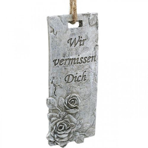 Artikel Grabschmuck Anhänger Rosen Sortiert Grau, Weiß 11,5×5cm 4 St
