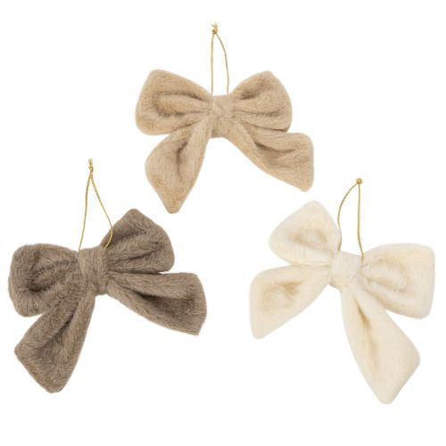Dekoschleifen Plüsch mit Aufhänger 14 x 16 cm Braun Beige Creme 3er-Set online kaufen | Floristik24.ch