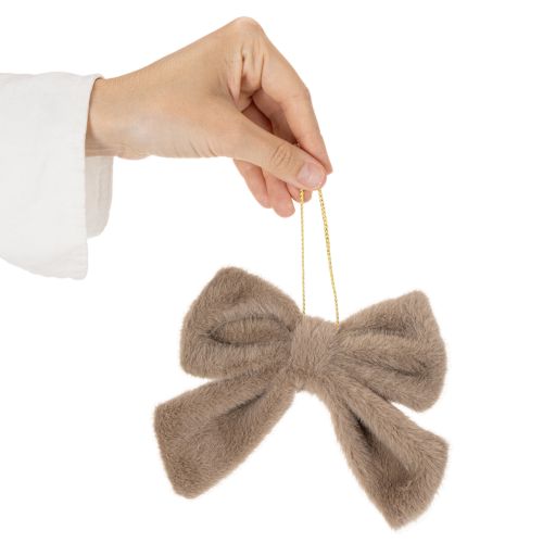 Dekoschleifen Plüsch mit Aufhänger 14 x 16 cm Braun Beige Creme 3er-Set | Floristik24.ch