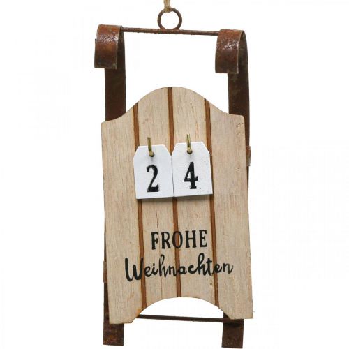 Floristik24 Deko Schlitten Holz Kalender Advent Rost L14,5cm 2 St