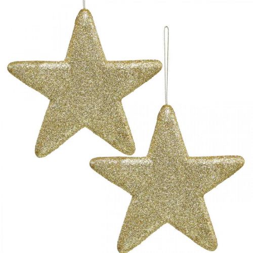 Weihnachtsdeko Stern Anhänger Golden Glitter 18,5cm 4St