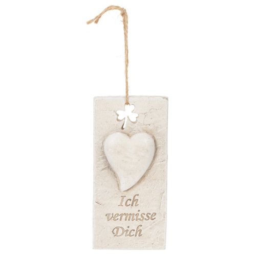 Anhänger Ich vermisse Dich Herzmotiv Dekoschild 12 cm cremebeige | Floristik24.ch