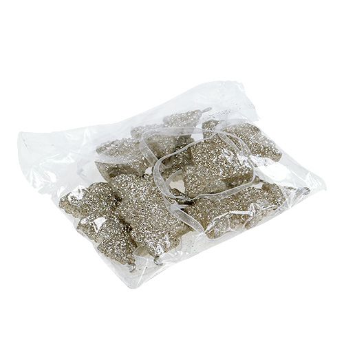 Floristik24 Hänger Tanne mit Glimmer 6,5cm Champagner 6St