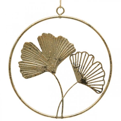 Ginkgo Deko Gold Aufhänger Vintage Metalldeko Ø16cm 3er Set Wanddekoration