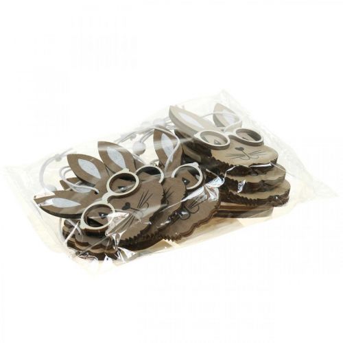 Artikel Holz Anhänger Hase mit Brille Möhre Braun Beige 4×7,5cm 9St