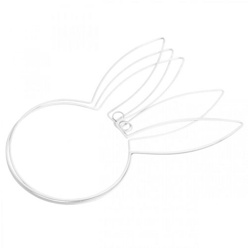 Floristik24 Osterdeko Hasenkopf zum Hängen Weiß Metall Kranzreif H40cm 3St