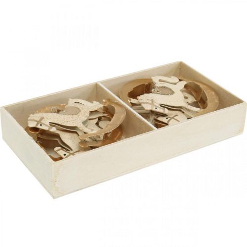 Floristik24 Deko Schaukelpferd Weihnachten Metall Creme Braun 6St