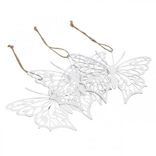 Artikel Schmetterling Deko hängend Vintage Metalldeko Weiß 15×12cm 3St