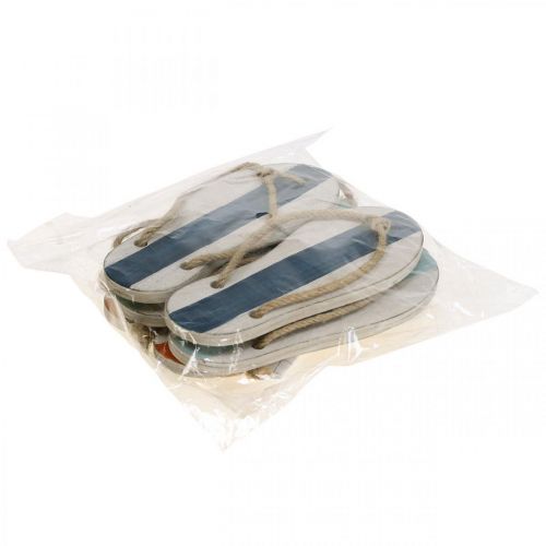 Floristik24 Deko Flip Flops Hängedeko Maritim Orange/Blau H15cm 3 St