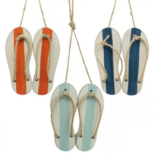 Deko Flip Flops Hängedeko Maritim Orange/Blau H15cm 3 St
