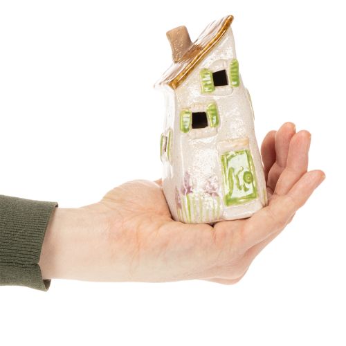 Artikel Keramik Haus Rustikal mit leuchtender LED ideal als stimmungsvolle Tischdeko 15cm 2St