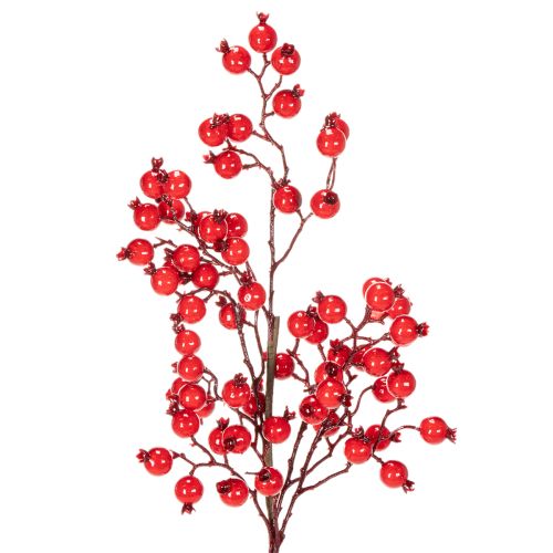 Künstlicher Hagebuttenzweig aus Kunststoff mit glänzenden roten Beeren 62 cm online kaufen | Floristik24.ch