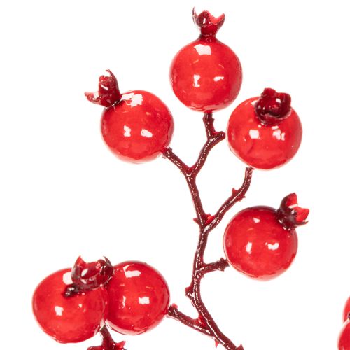 Künstlicher Hagebuttenzweig aus Kunststoff mit glänzenden roten Beeren 62 cm | Floristik24.ch