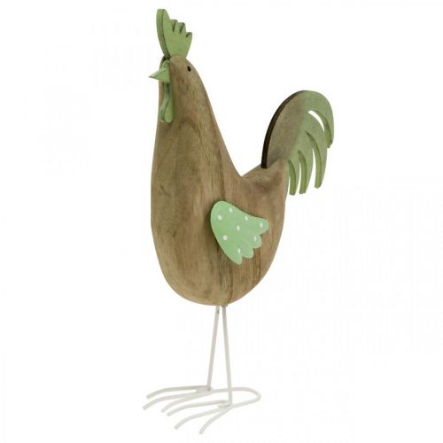 Deko Figur Hahn Holz, Metall Grün Tischdeko Ostern H23cm | Floristik24.ch