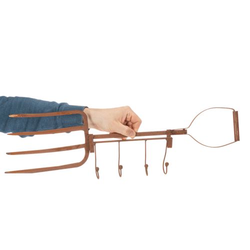 Artikel Hakenleiste aus Metall in Edelrost-Optik, Heugabel-Design, 4 Haken, 62 cm