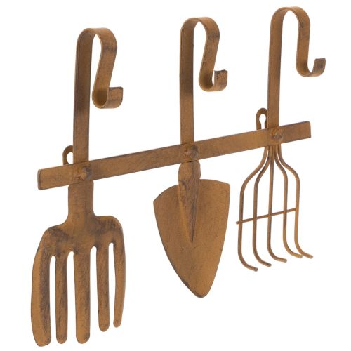 Hakenleiste aus Metall mit Edelrost, 3 Haken, Gartenwerkzeug-Motiv, Länge 33,5 cm online kaufen | Floristik24.ch