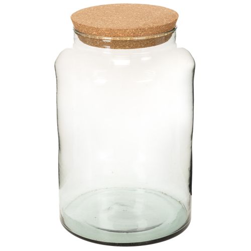Halboffene Terrariumflasche aus recyceltem Glas mit Korkdeckel, 29 cm hoch | Floristik24.ch