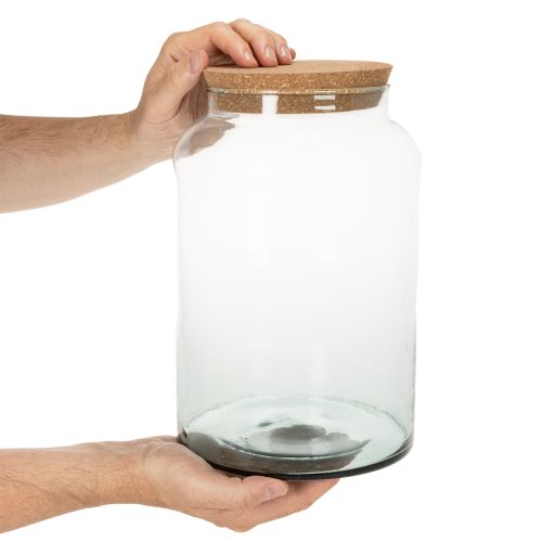 Halboffene Terrariumflasche aus recyceltem Glas mit Korkdeckel, 29 cm hoch | Floristik24.ch