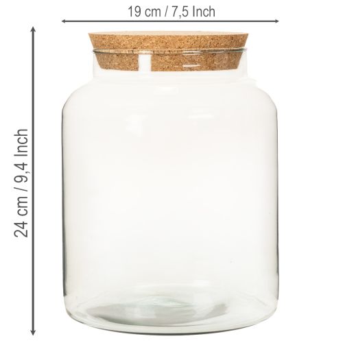 Terrarienflasche aus recyceltem Glas mit Korkdeckel 24 cm | Floristik24.ch