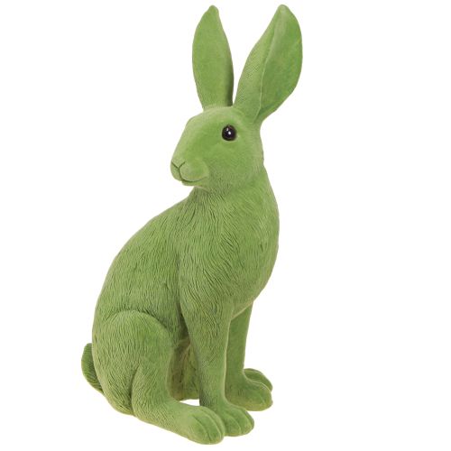 Floristik24 Hase Grün Sitzender Osterhase Deko beflockt 16×13×35cm