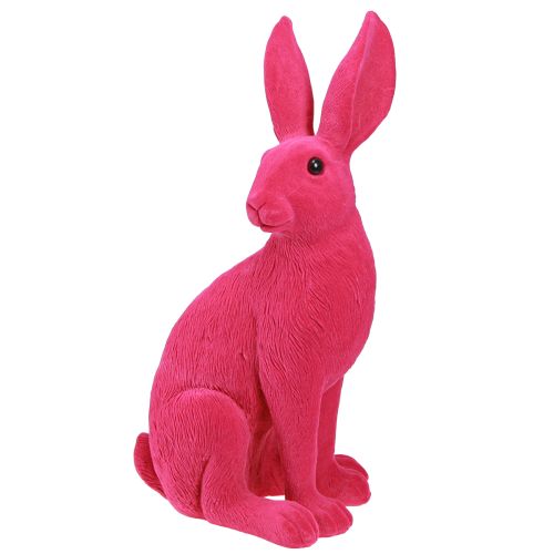 Floristik24 Hase Pink Deko Osterhase sitzend beflockt 16×13×35cm