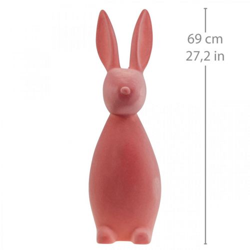 Floristik24 Deko Hase Deko-Osterhase – 2. Wahl – Beflockt Orange Apricot H69cm