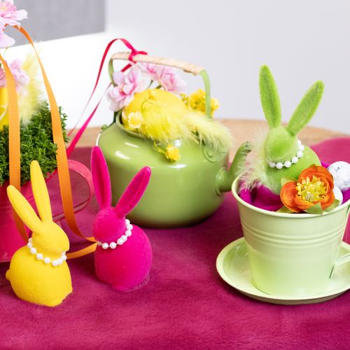 Artikel Osterhase Deko Figur mit Perlenkette perfekt für Wohnzimmer oder Schlafzimmer 13cm 4St