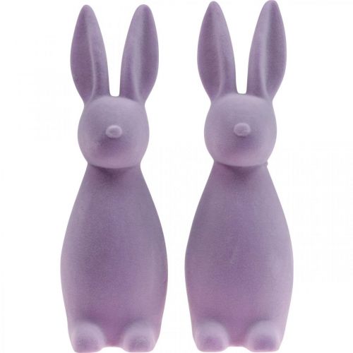 Artikel Deko Hase Deko-Osterhase – 2. Wahl – Beflockt Flieder Lila H29,5cm 2 St