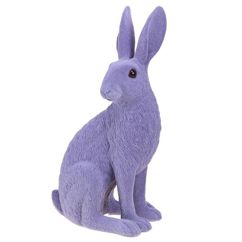 Floristik24 Hase sitzend Osterhase Deko beflockt Flieder 12×9×25cm