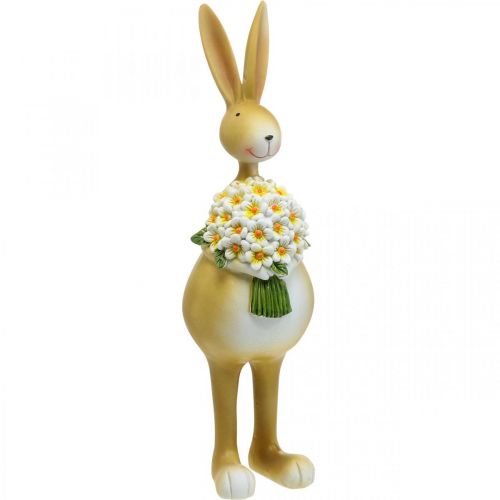 Osterhase mit Blumenstrauß, Osterdeko, Dekofigur Hase H32cm
