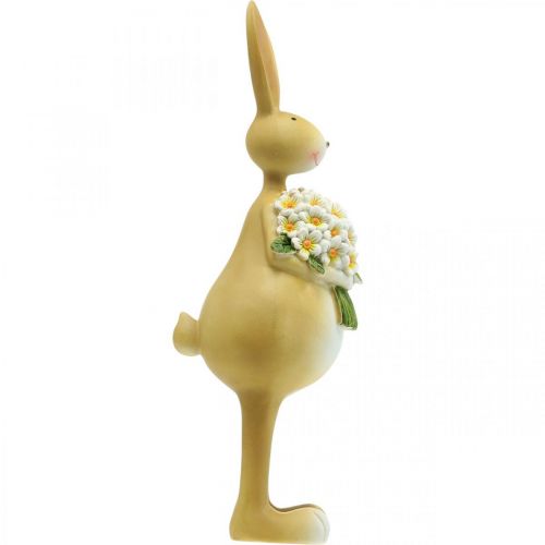 Floristik24 Osterhase mit Blumenstrauß, Osterdeko, Dekofigur Hase H32cm