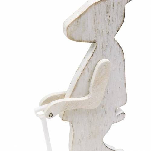 Hase mit Gartengeräten Weiß Holz H28/30,5cm 2er Set