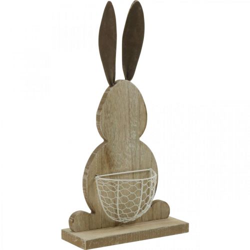 Floristik24 Holzhase mit Korb Osterhase Frühlingsdeko Natur, Weiß H36cm