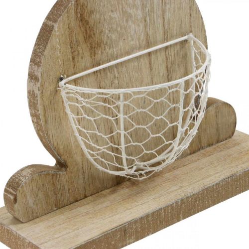 Floristik24 Holzhase mit Korb Osterhase Frühlingsdeko Natur, Weiß H36cm