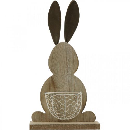 Floristik24 Holzhase mit Korb Osterhase Frühlingsdeko Natur, Weiß H36cm