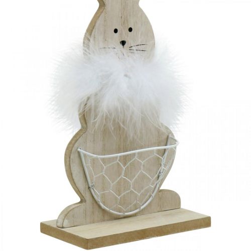 Floristik24 Hase mit Korb Osterhase Aufsteller Holzdeko Ostern Natur H30cm