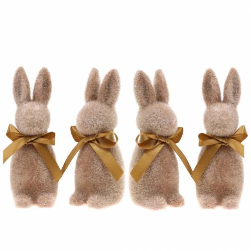 Floristik24 Hase beflockt Hellbraun 16cm 4St
