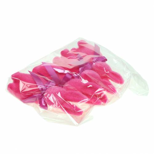 Floristik24 Hase beflockt Pink 16cm 4St