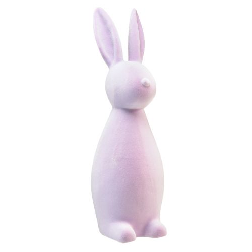 Floristik24 Osterhasen Deko Hase stehend beflockt Flieder Lila H47cm