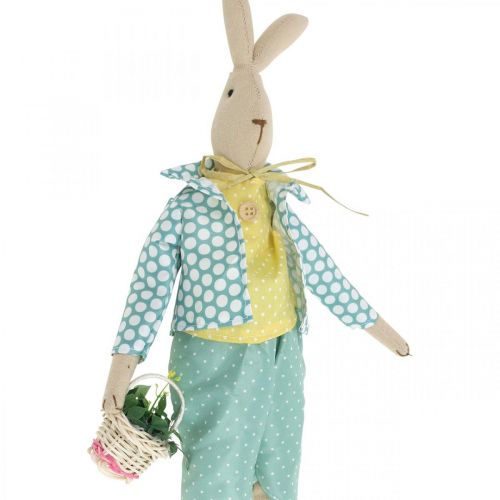 Artikel Osterhase aus Stoff, Hase mit Kleidung, Osterdeko, Hasenjunge H46cm