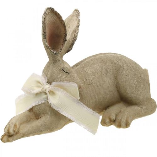 Floristik24 Osterhase liegend mit Schleife Polyresin Osterdeko 28cm