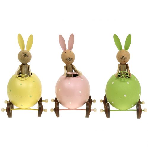 Hase im Eierauto 15cm x 8cm x 7,5cm 3St