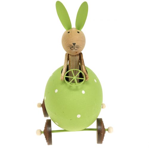Floristik24 Hase im Eierauto 15cm x 8cm x 7,5cm 3St