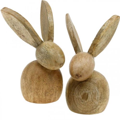 Floristik24 Osterdeko Hase Holz Deko sitzend Osterhase Natur 12cm 4St