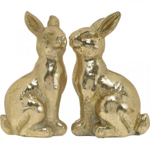 Artikel Deko Hase Gold sitzend, Hase zum Dekorieren, Osterhasenpaar, H16,5cm 2St