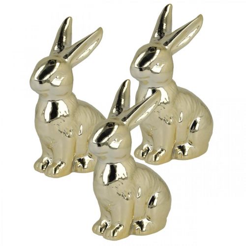 Osterhase Deko Osterhase Gold Hase sitzend H12cm 3St