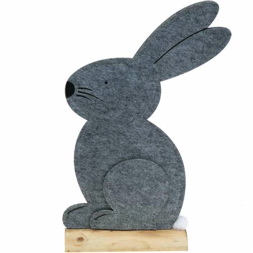 Floristik24 Hase Sitzend Filz Grau 27cm x 6cm H40,5cm