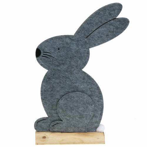 Hase Sitzend Filz Grau 40cm x 7cm H61cm Schaufensterdekoration