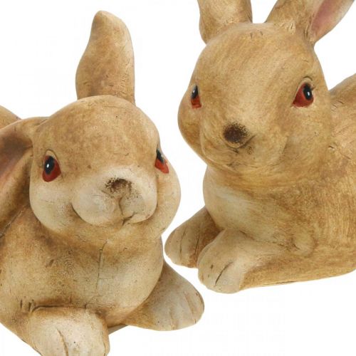 Floristik24 Osterhase liegend Braun Keramik Hasenpaar Deko Figur 15,5cm 2St