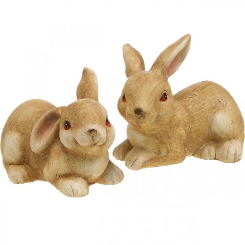 Floristik24 Osterhase liegend Braun Keramik Hasenpaar Deko Figur 15,5cm 2St